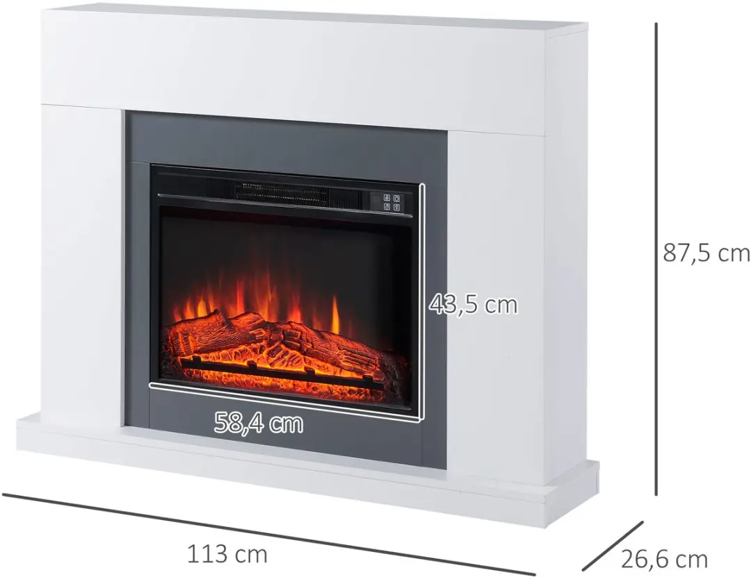 Homcom Elektrische Haard 820-227V90 - 2000W - Wit