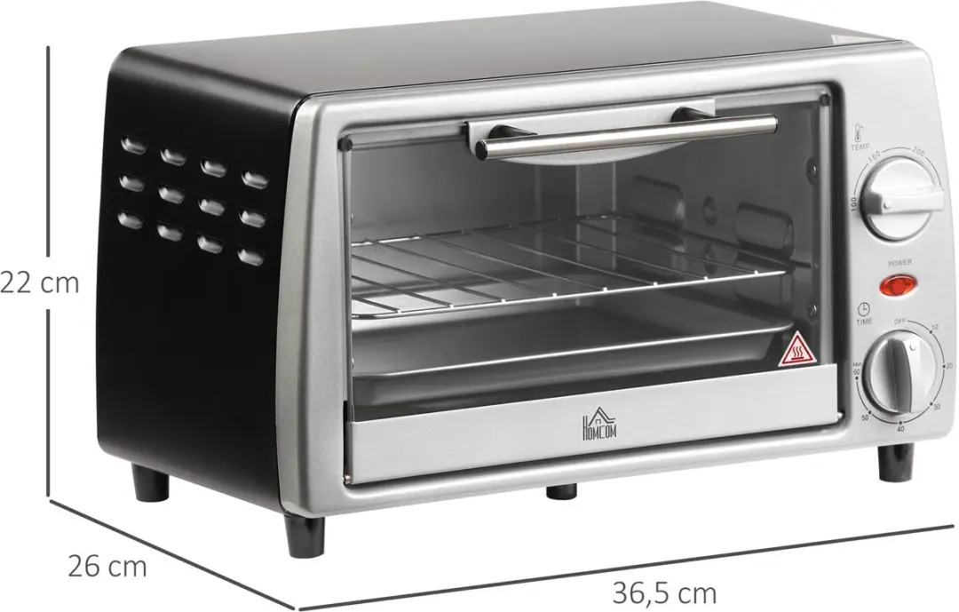 Homcom Mini-oven 10L - 2 Inslaghoogtes - Zilver