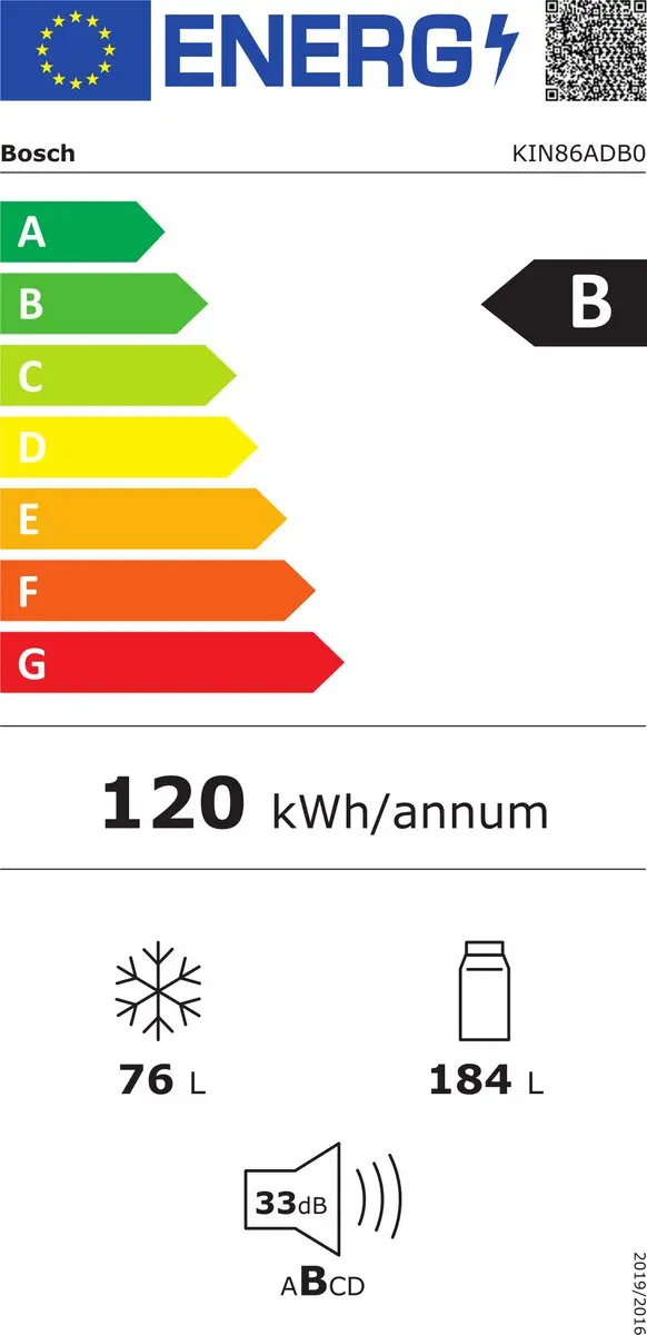 Bosch Serie 6 KIN86ADB0 Koel-vriescombinatie Inbouw - 260L Wit