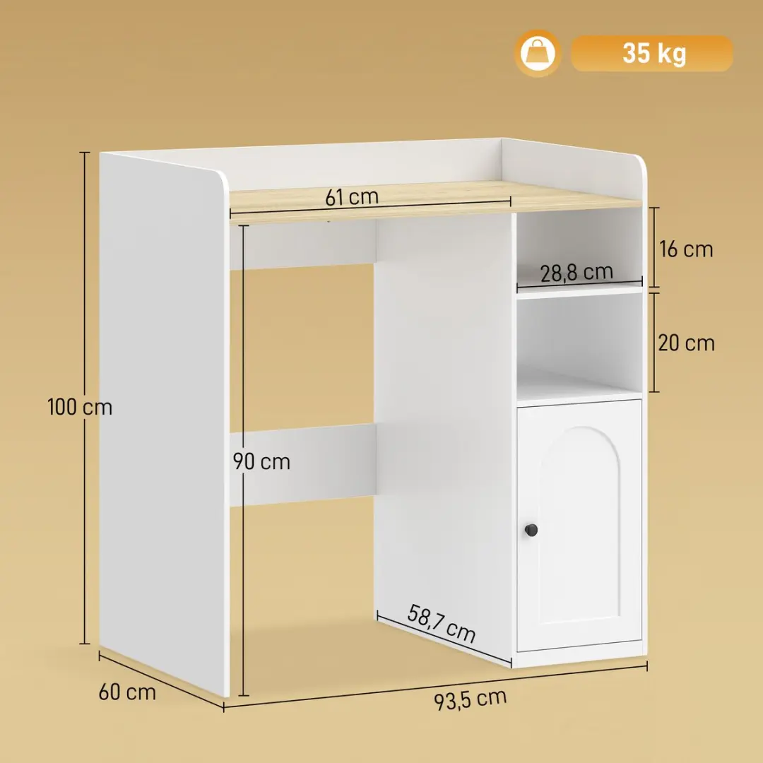 Homcom Wasmachinekast MDF 93,5L x 60B x 100Hcm - Wit/Natuur
