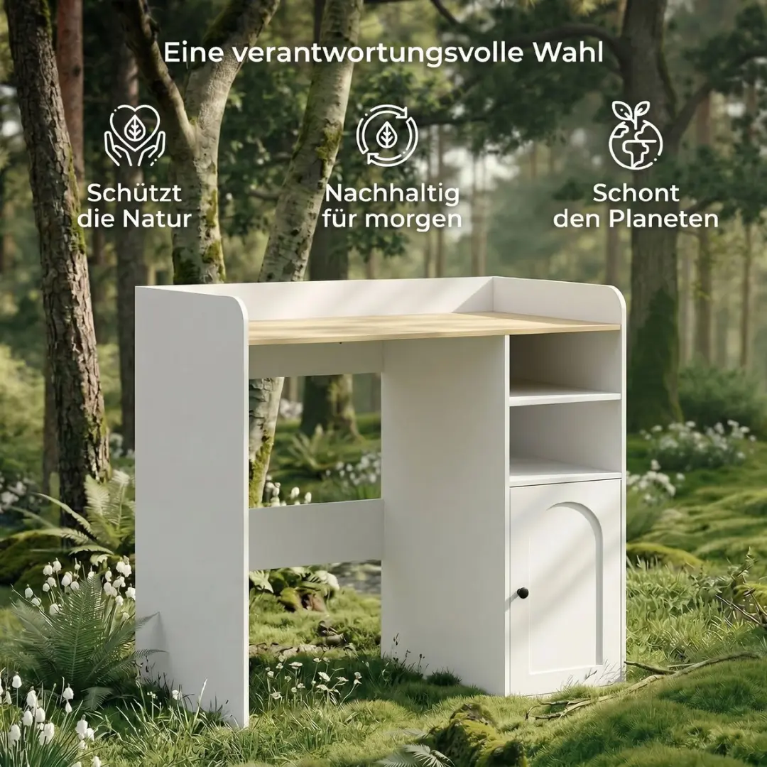 Homcom Wasmachinekast MDF 93,5L x 60B x 100Hcm - Wit/Natuur