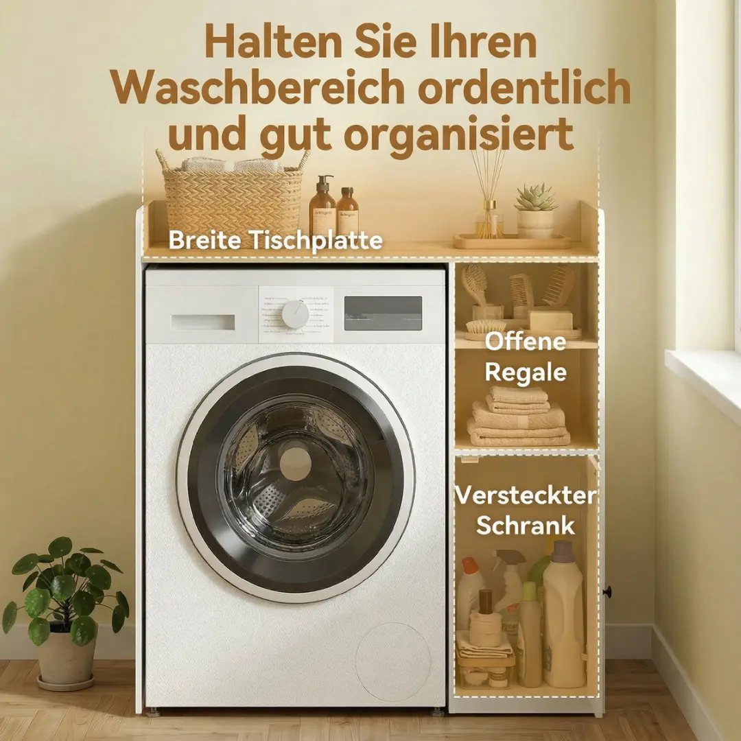 Homcom Wasmachinekast MDF 93,5L x 60B x 100Hcm - Wit/Natuur - afbeelding 6 van 6