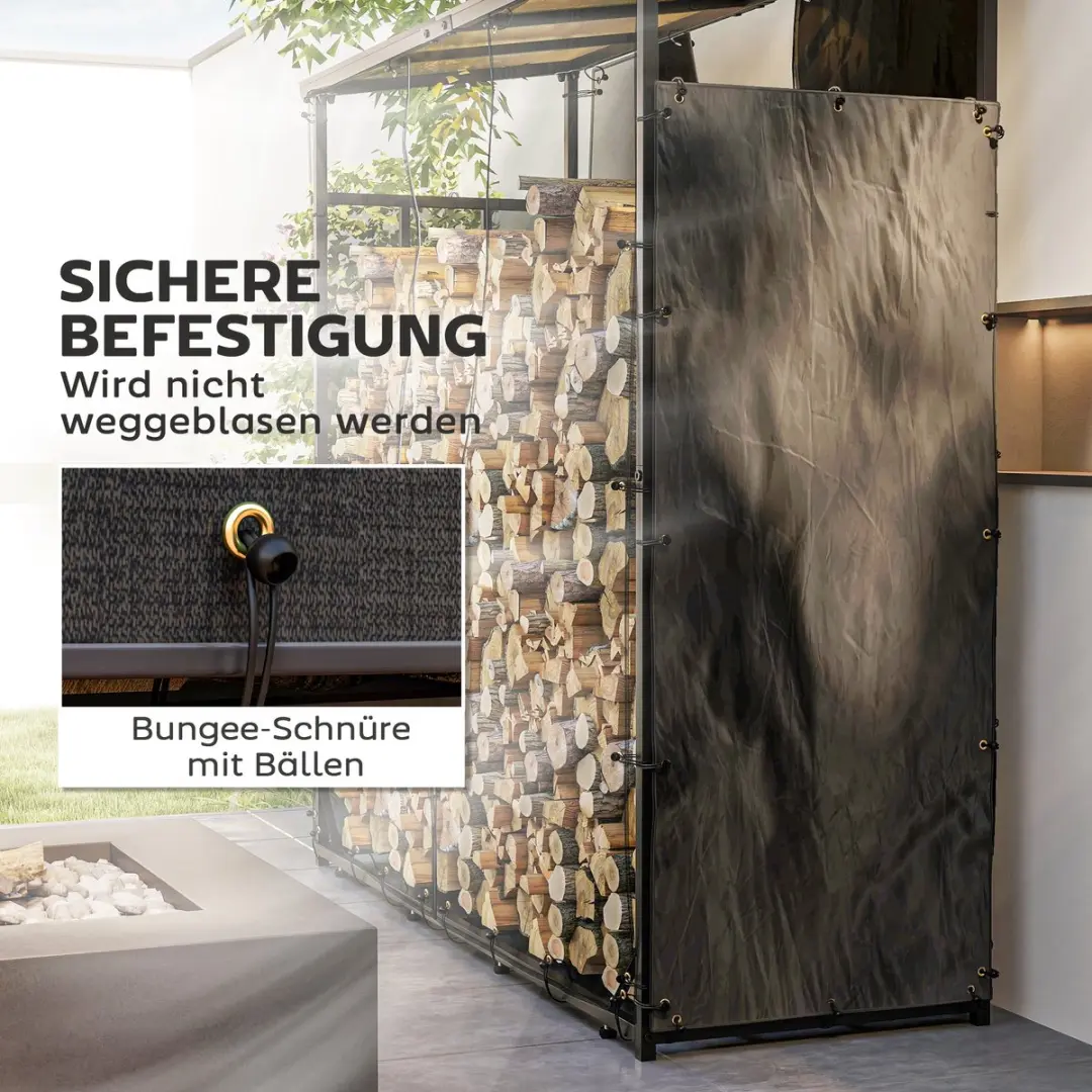 Outsunny Houtopslaghoes 148L x 62Bcm - Zwart