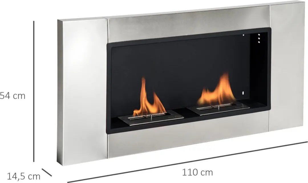 Homcom Ethanol Haard 5417-1122 - 110x14.5x54cm - Grijs