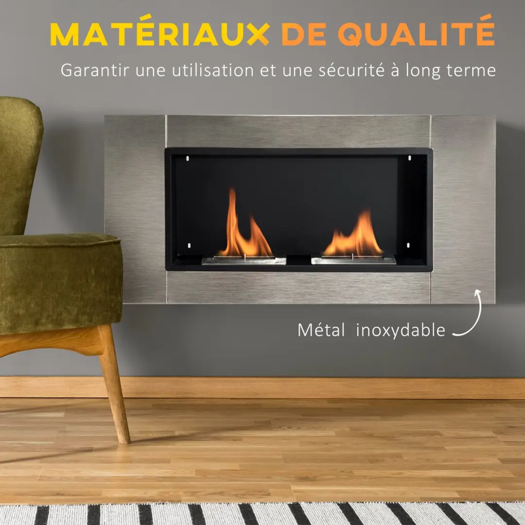 Homcom Ethanol Haard 5417-1122 - 110x14.5x54cm - Grijs