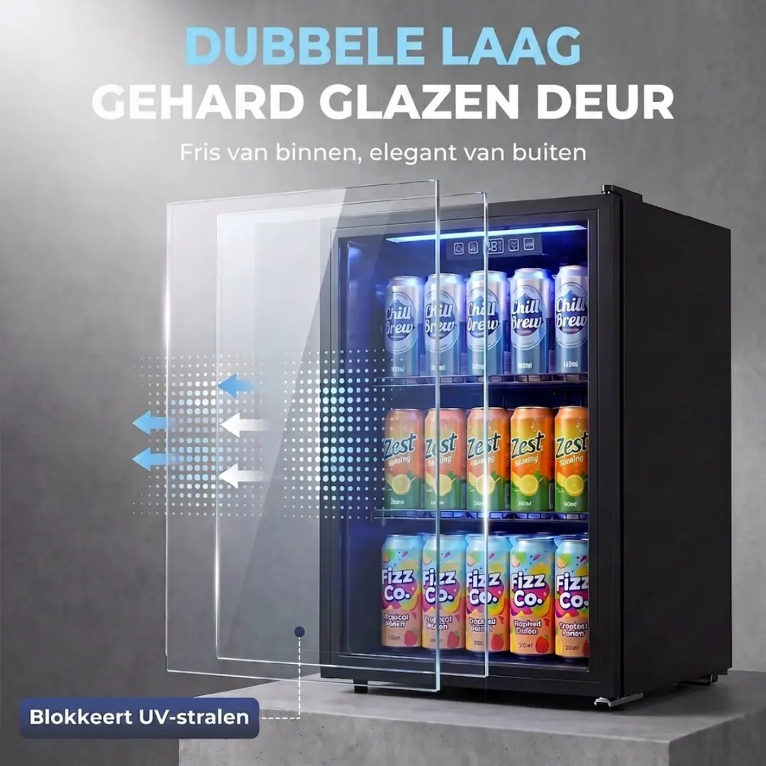 Homcom Drankkoelkast 70L - 3 Plateaus - Zwart