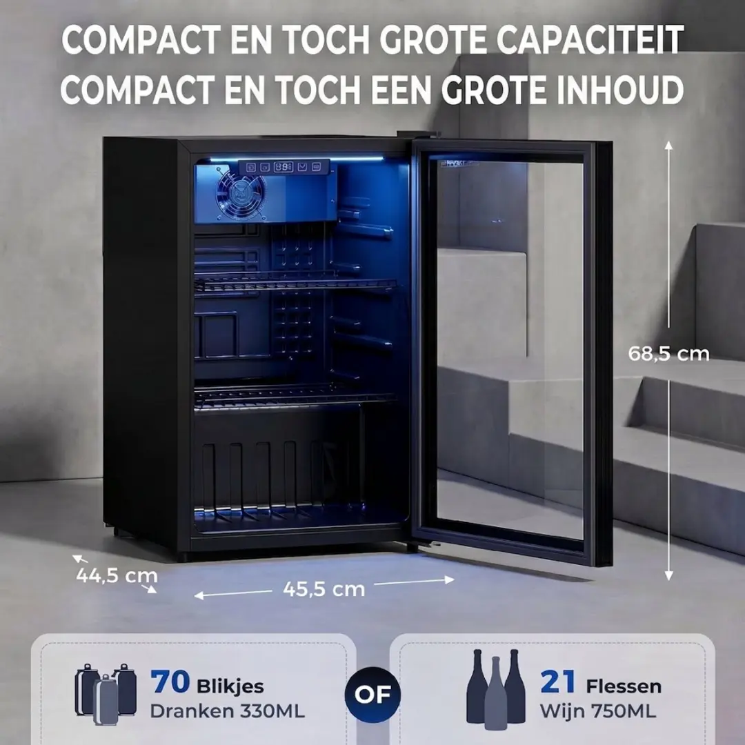 Homcom Drankkoelkast 70L - 3 Plateaus - Zwart