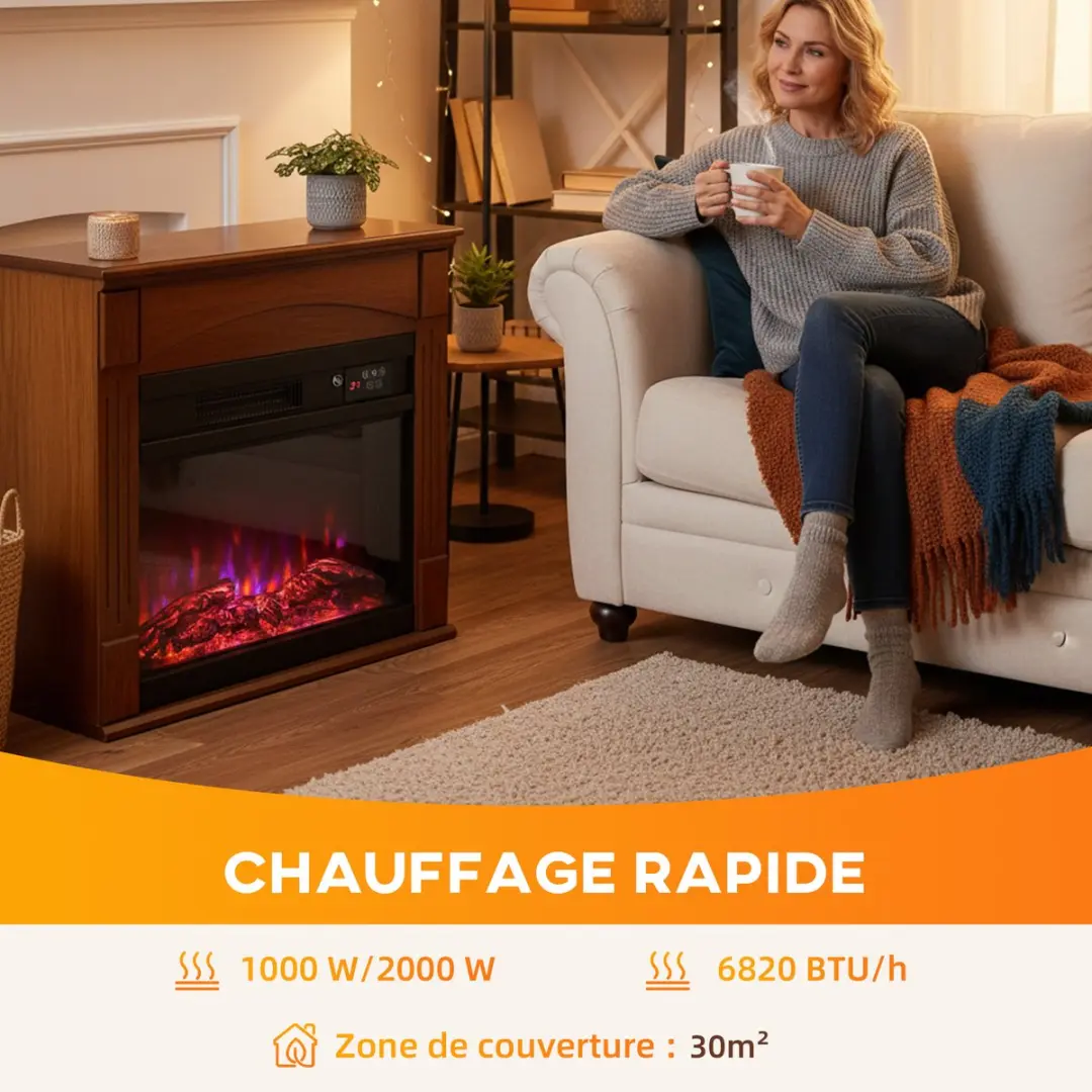 Homcom Elektrische Haard 820-487V90BN - 2000W - Bruin