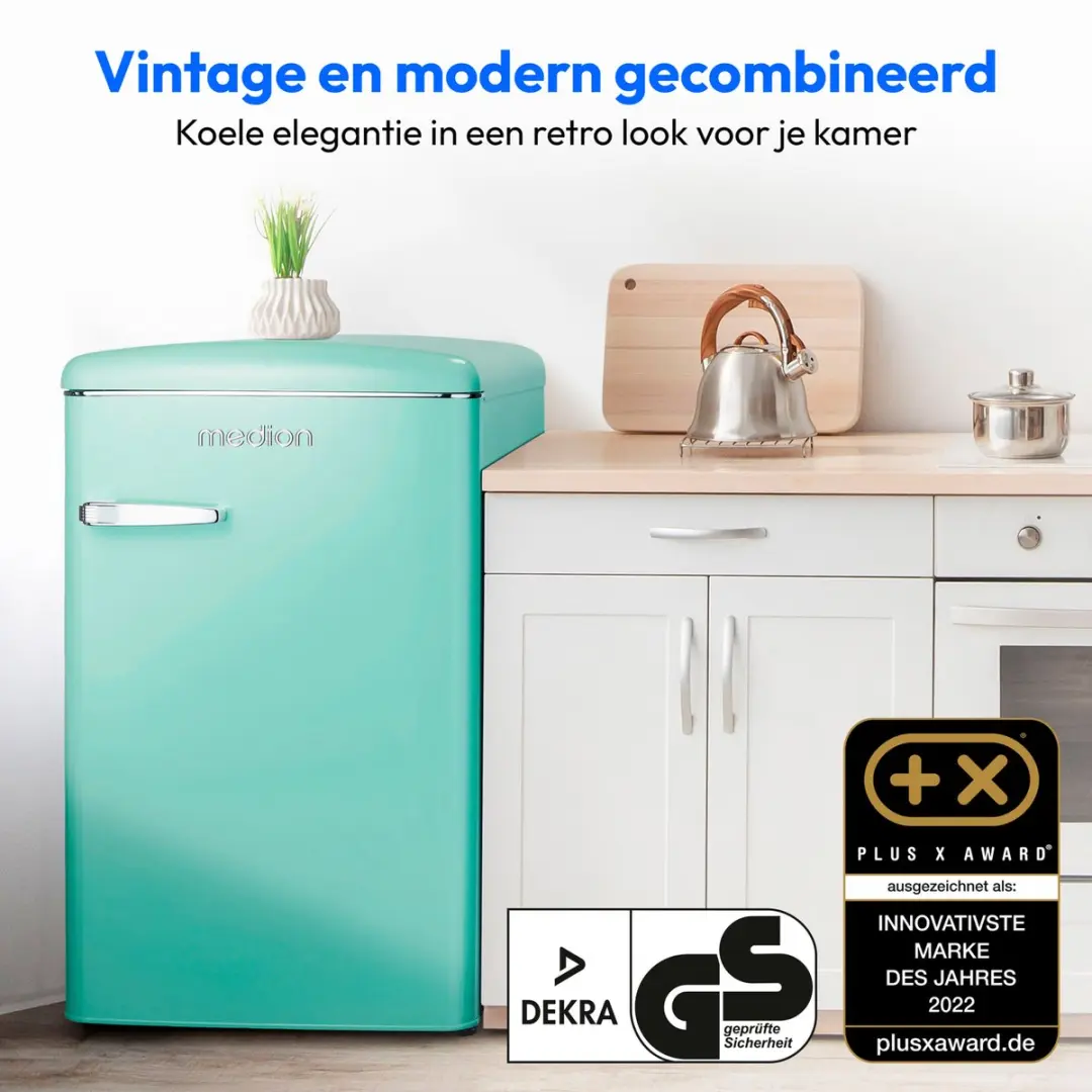 Medion MD37790 Retro Koel-Vriescombinatie 108L - Turkoois