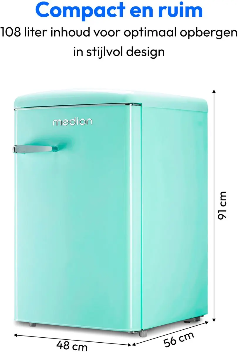 Medion MD37790 Retro Koel-Vriescombinatie 108L - Turkoois