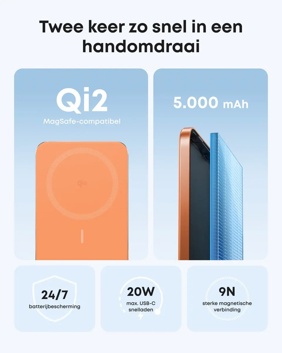 Anker Nano Powerbank 5000mAh - 15W MagSafe - Oranje