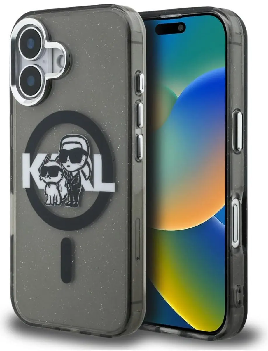 Karl Lagerfeld IML Glitter Karl & Choupette Sketch MagSafe Hoesje iPhone 16