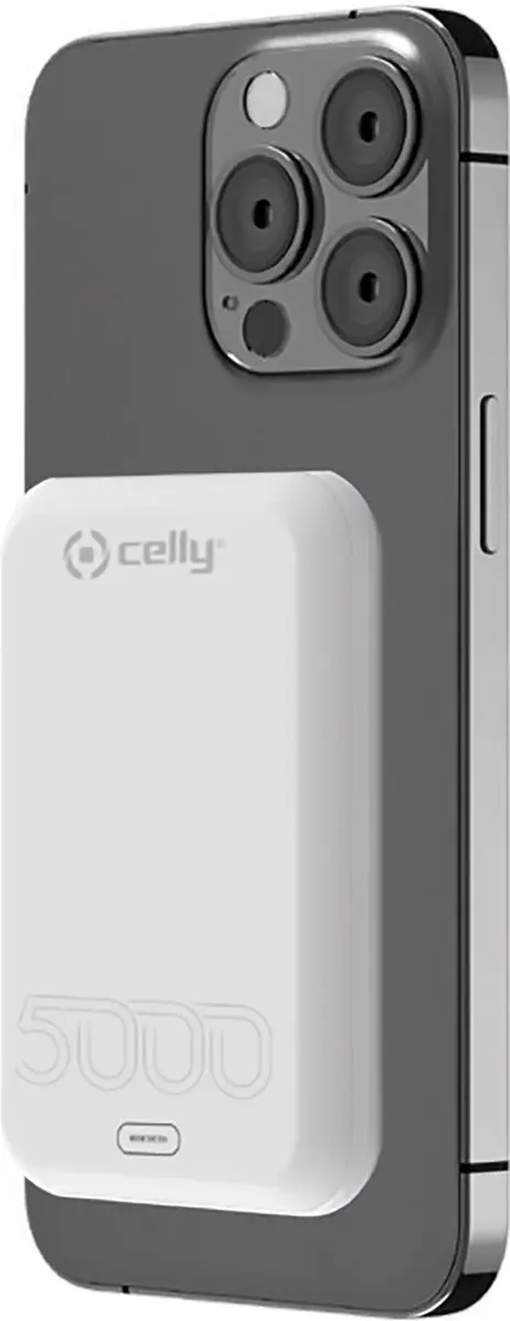 Celly MagCharge 2-in1 Powerbank MAGPB5000EVOWH - 5000mAh Wit - afbeelding 3 van 5