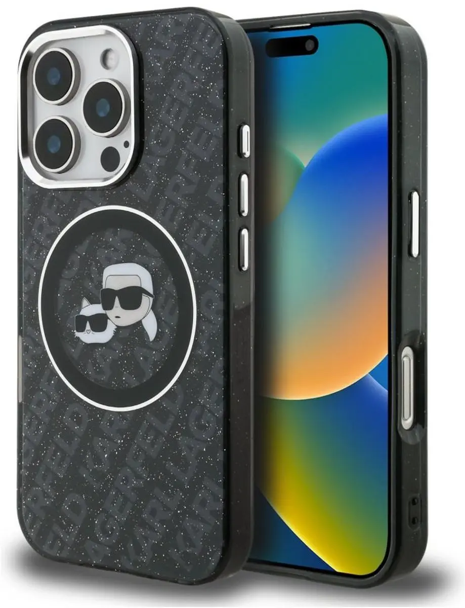 Karl Lagerfeld IML Glitter Karl & Choupette MagSafe Hoesje iPhone 16 Pro