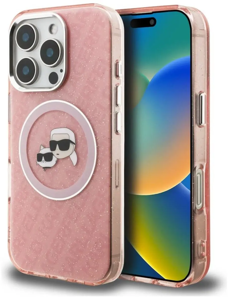 Karl Lagerfeld IML Glitter Karl & Choupette MagSafe Hoesje iPhone 16 Pro Max