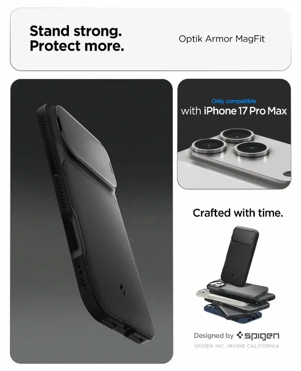 Spigen Optik Armor Magsafe Hoesje iPhone 17 Pro Max ACS09551 - Zwart