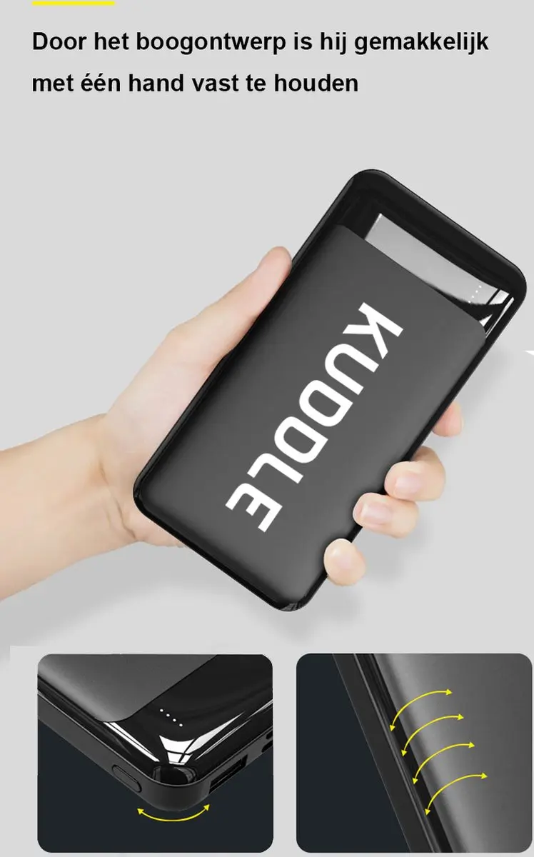 Kuddle Powerbank 10.000mAh - 2x USB - Zwart