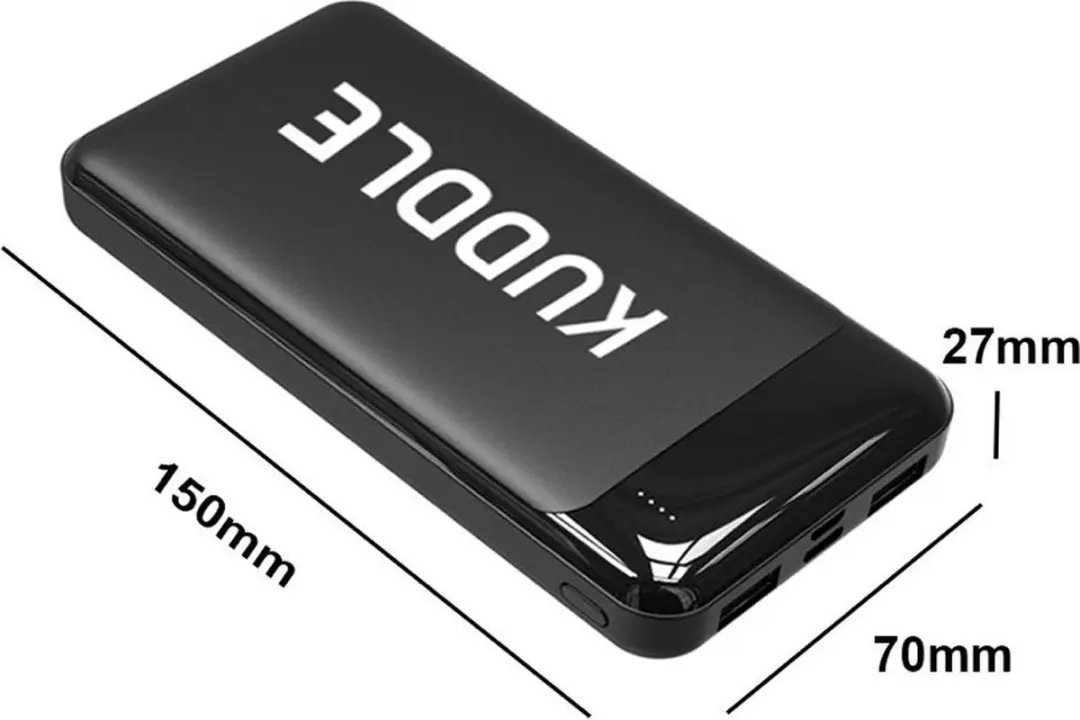 Kuddle Powerbank 10.000mAh - 2x USB - Zwart - afbeelding 6 van 6