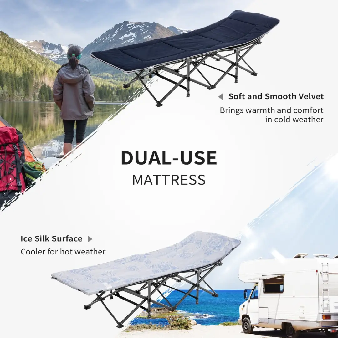 Outsunny A20-207 Opvouwbaar Campingbed 1 Persoon - Donkerblauw/Grijs - afbeelding 6 van 6