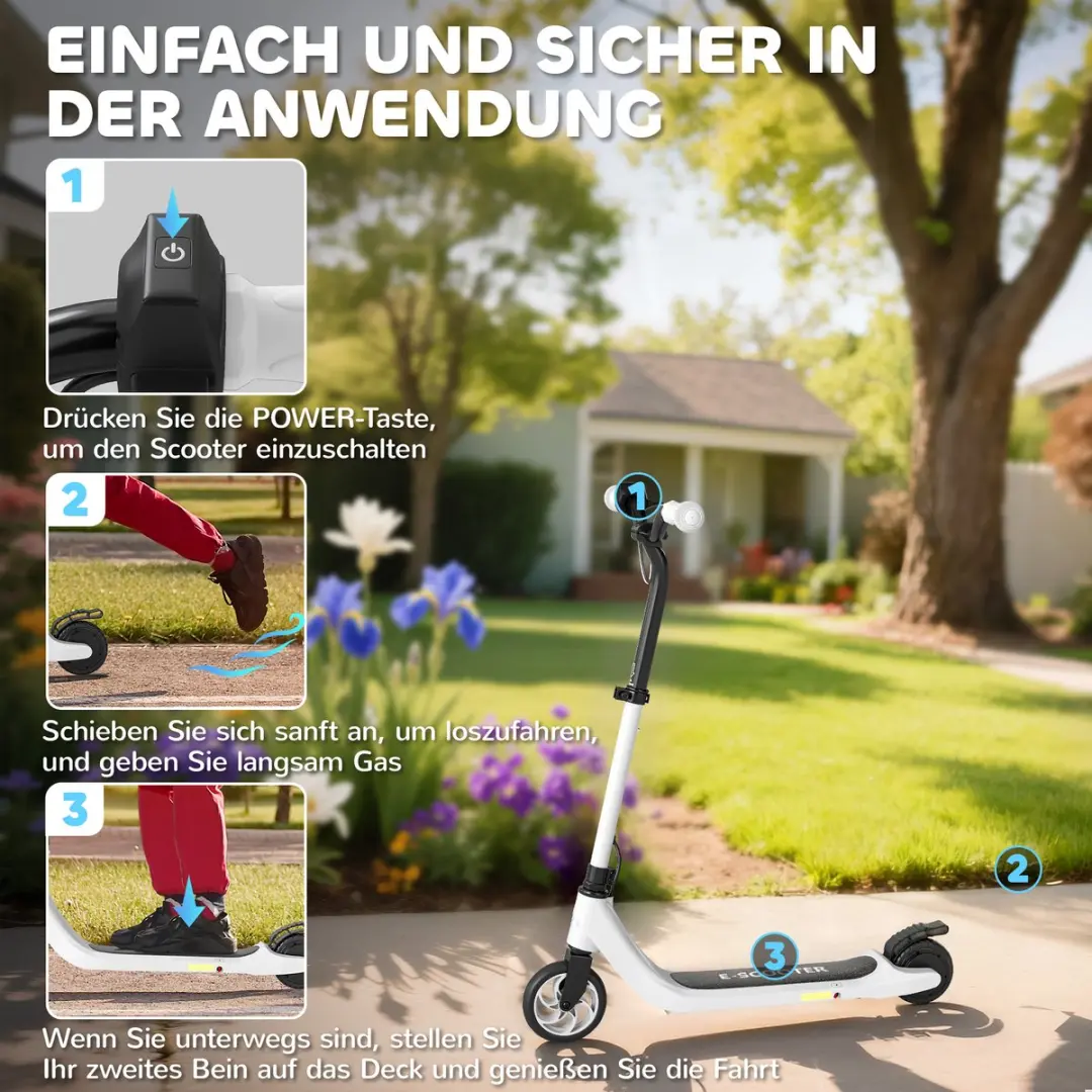 Homcom Aluminium E-Scooter 120W - 76x53x95cm - Zwart/Wit