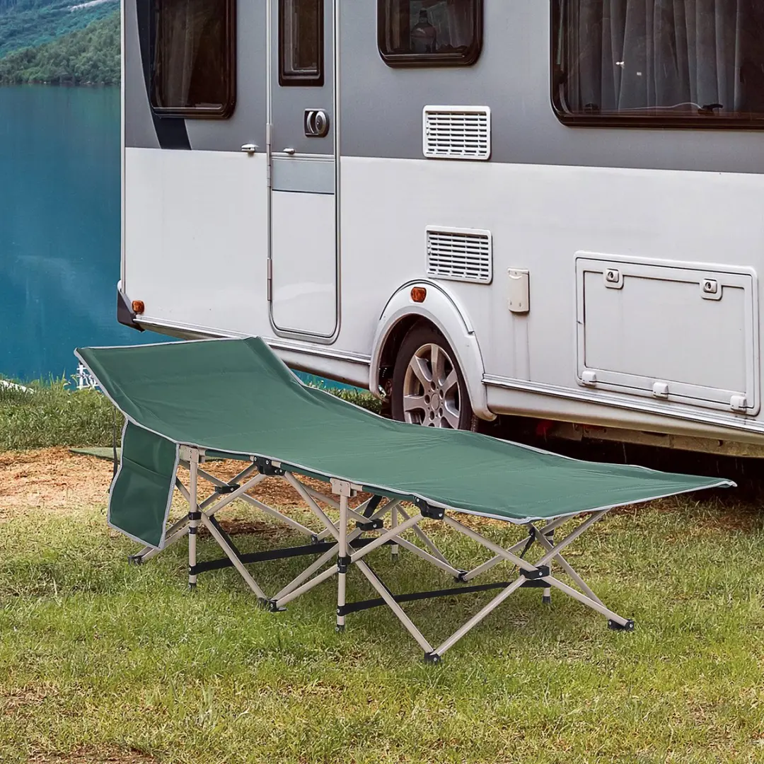Outsunny Campingbed Stahl Oxford 190x68x52cm - 150kg - Groen