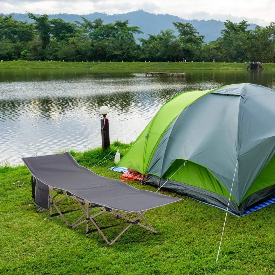 Outsunny Campingbed - 190x68x52cm - 150kg - Grijs
