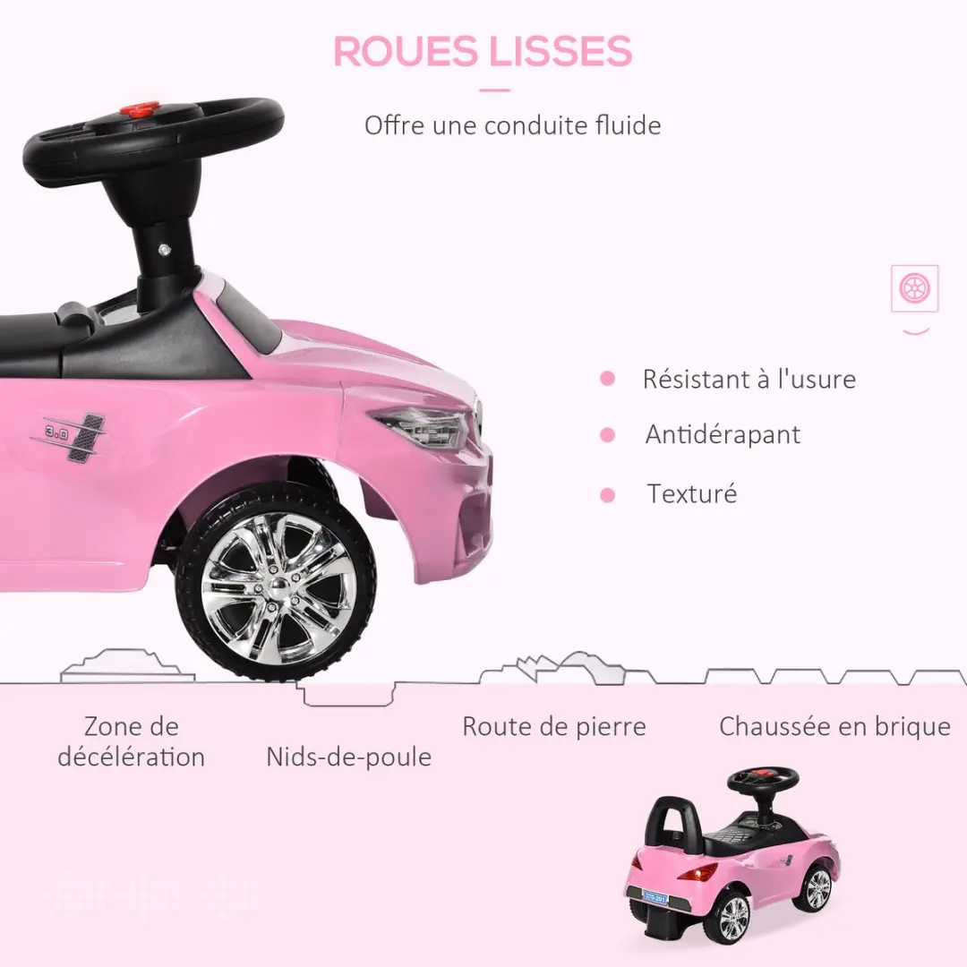 Homcom Kinderglijwagen PP 63,5x28x36cm - Roze