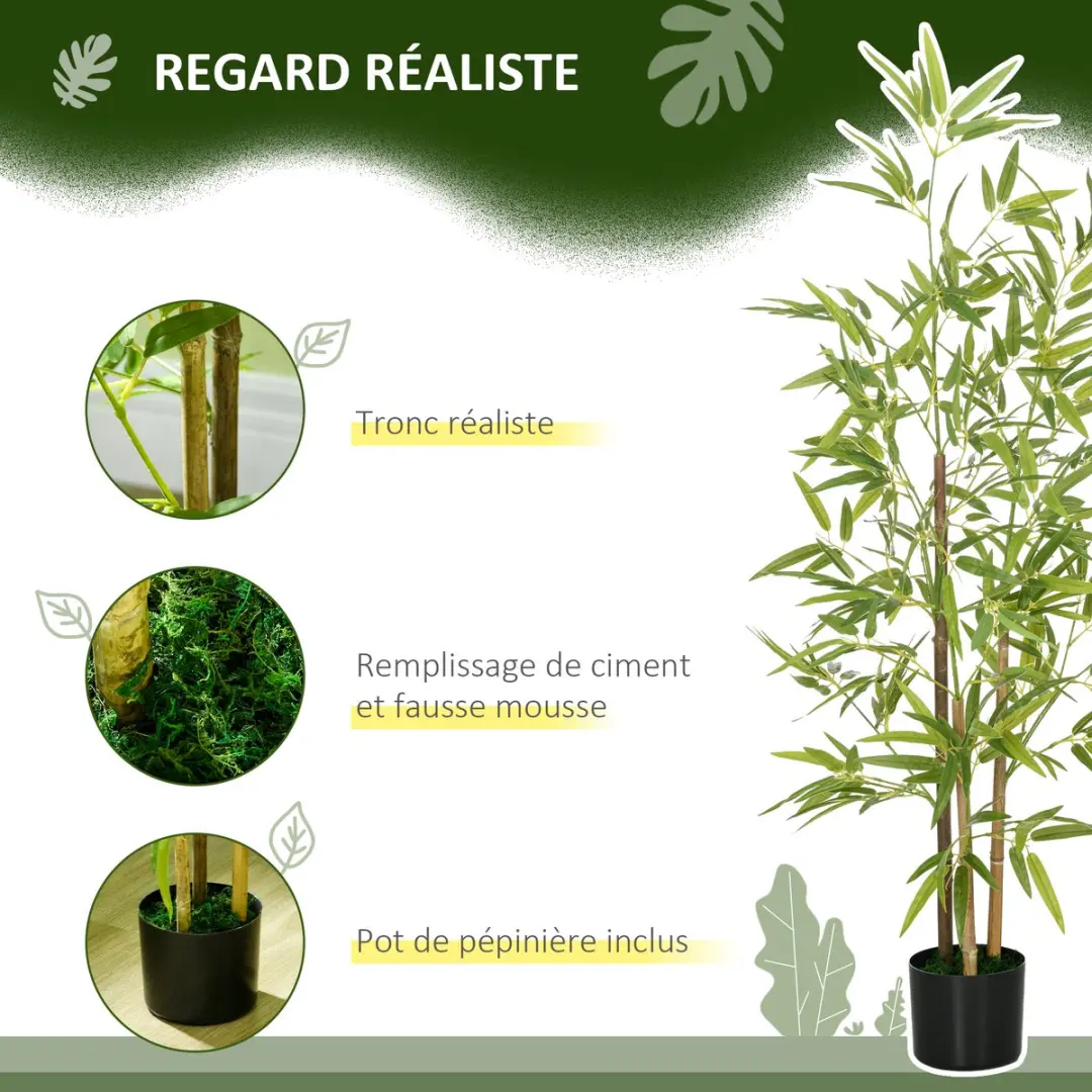 Homcom Kunstbamboe Plantenbak 15x15x120cm