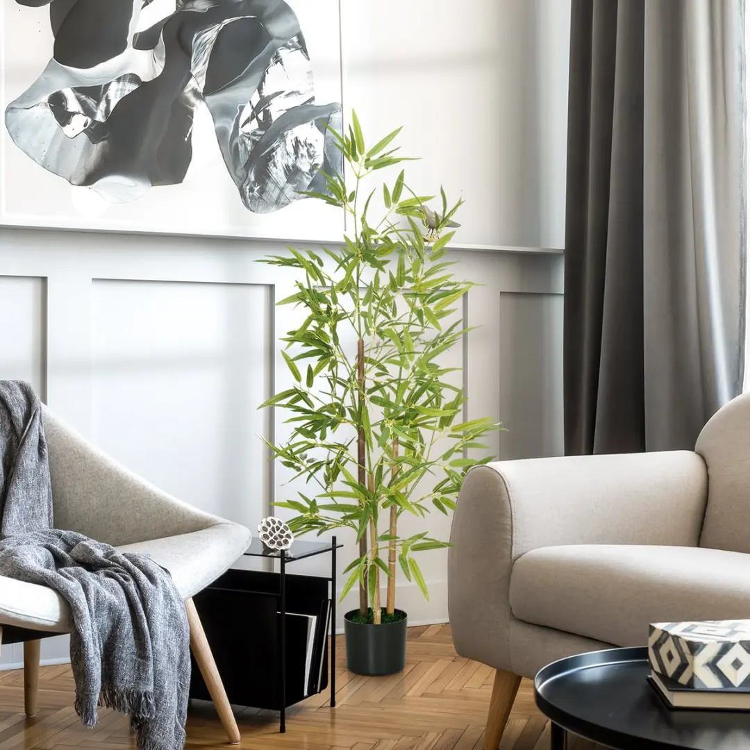 Homcom Kunstbamboe Plantenbak 15x15x120cm - Groen