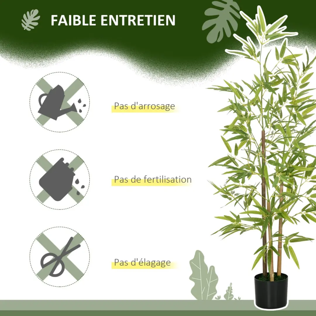 Homcom Kunstbamboe Plantenbak 15x15x120cm - Groen