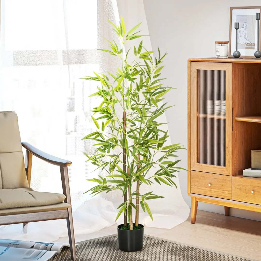 Homcom Kunstbamboe Plantenbak 15x15x120cm - Groen