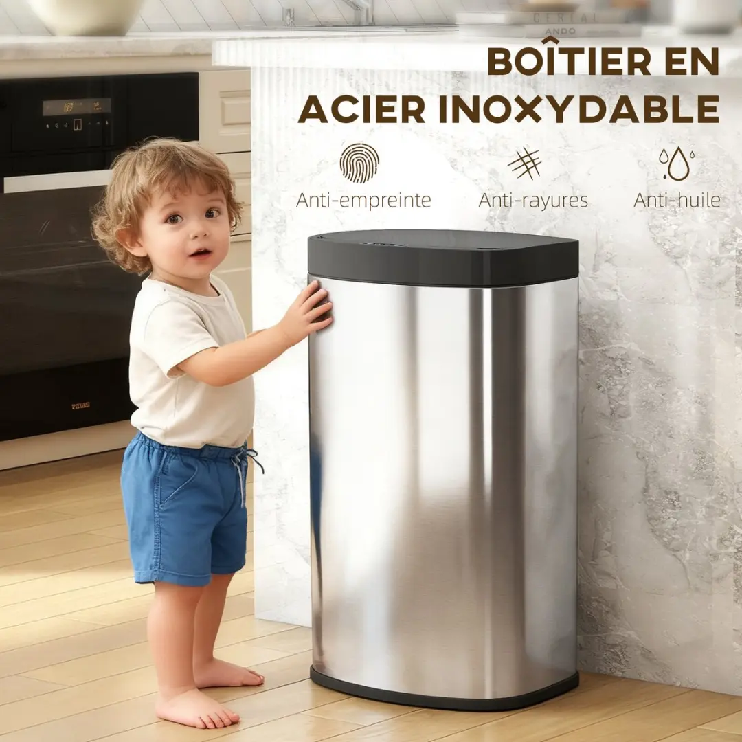 Homcom Sensor Bin Roestvrij Staal 38x28,5x69cm - Zilver - afbeelding 6 van 6