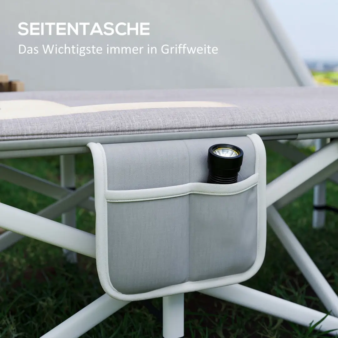 Outsunny Feldbed Staal - 200L x 65B x 42Hcm - Grijs