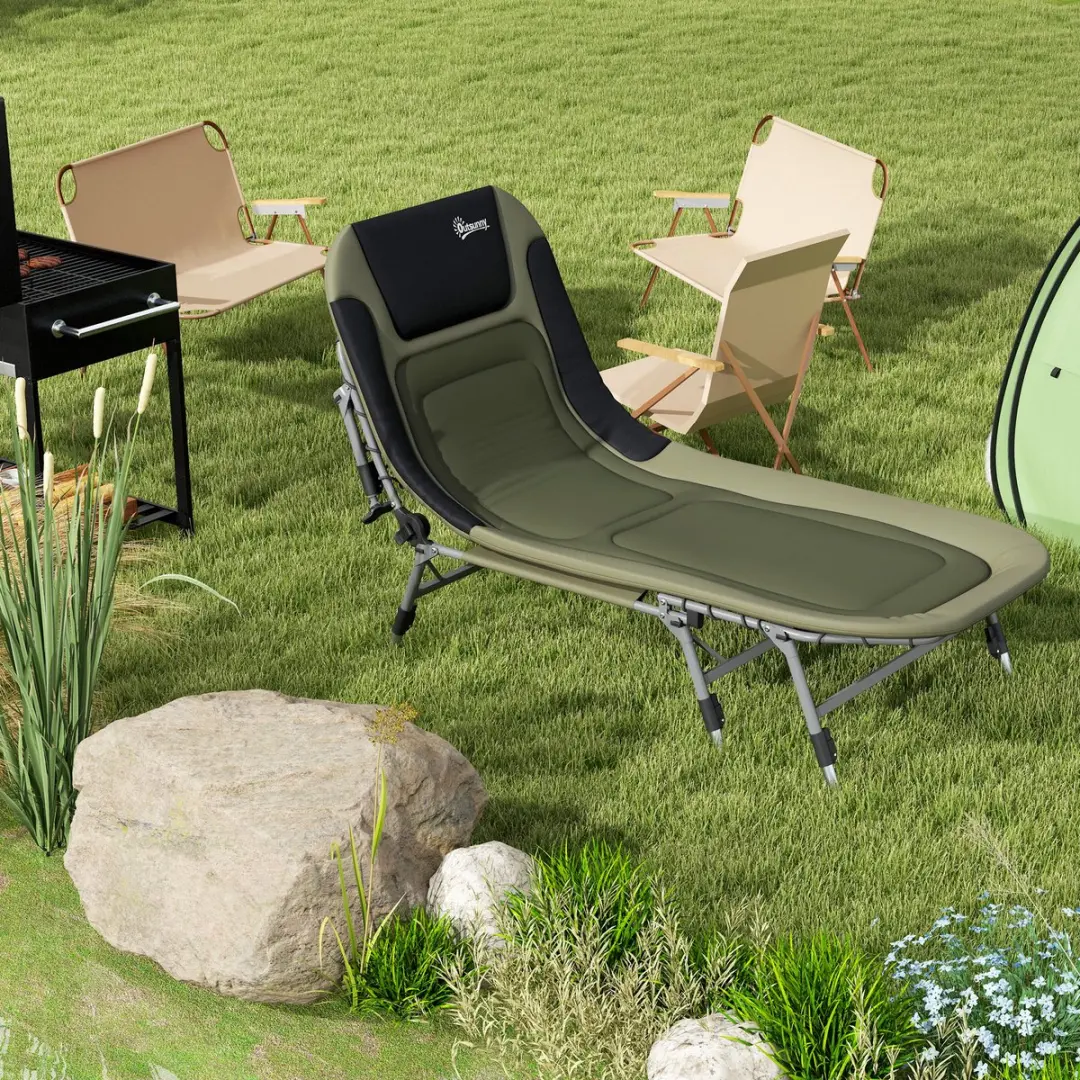 Outsunny Campingbed 200L x 85B x 40-51H cm - Groen - afbeelding 6 van 6