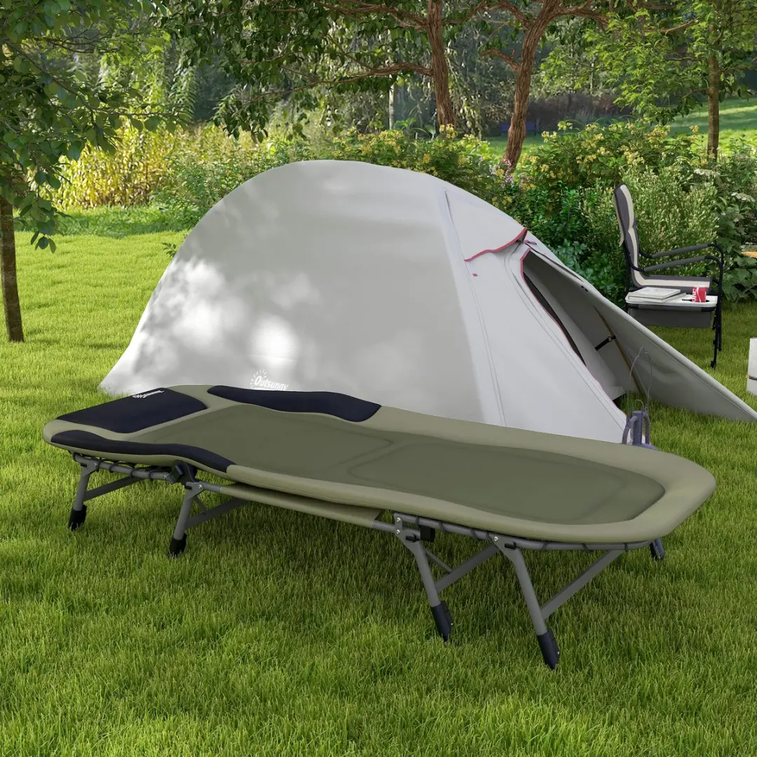 Outsunny Campingbed 200L x 85B x 40-51H cm - Groen