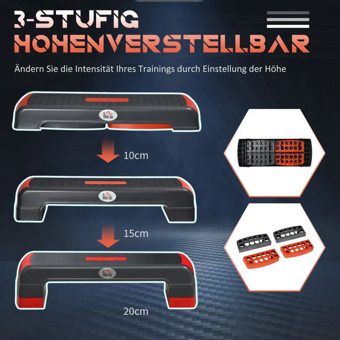 Homcom Stepboard 78x28x20cm - Rood/Grijs - afbeelding 6 van 6