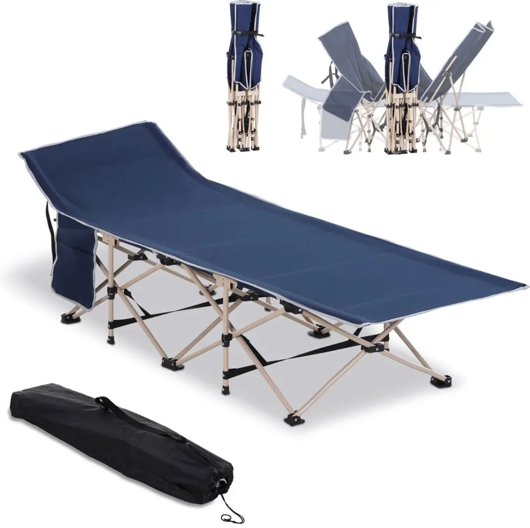Outsunny Veldbed Verhoogd Blauw - 1 Persoon