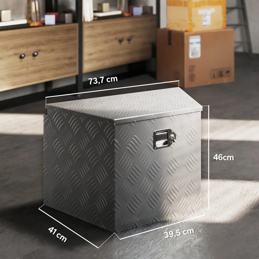 Homcom Opslagwagenbox Aluminium 73,7x41x46cm - Zilver - afbeelding 2 van 6