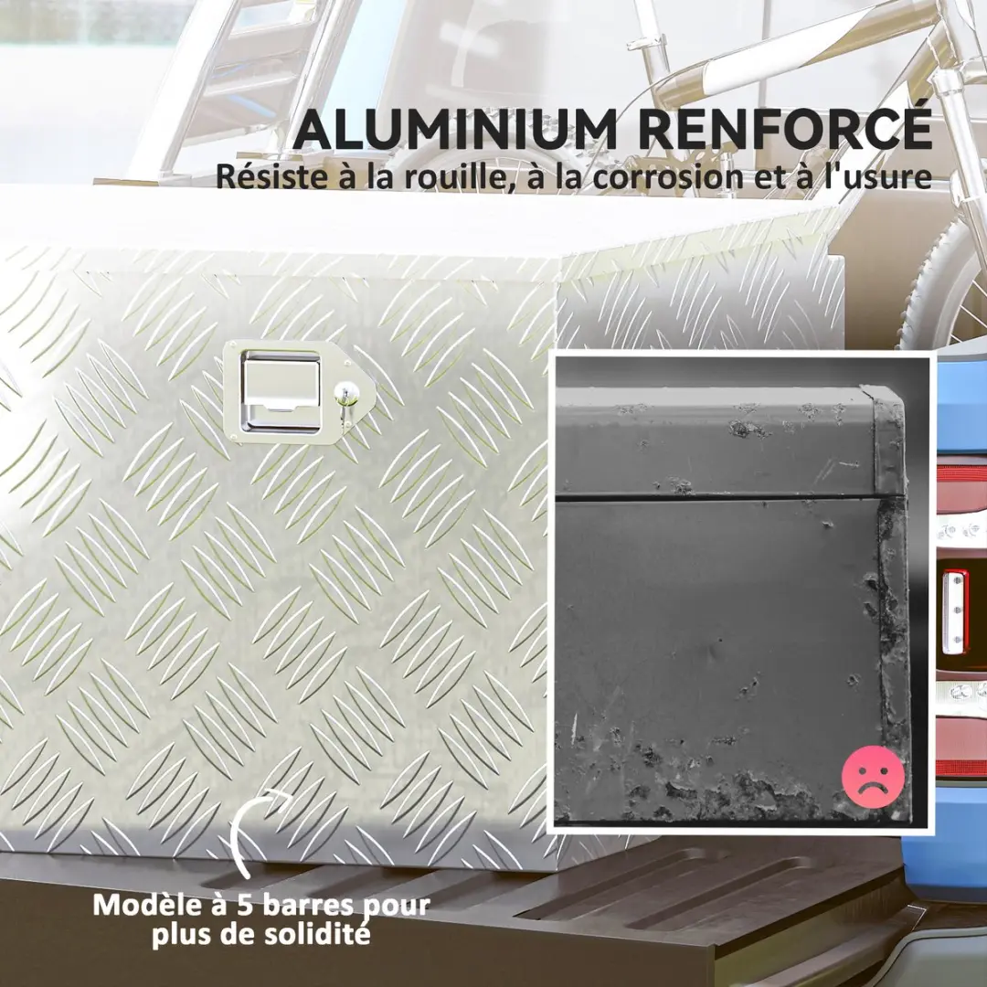 Homcom Opslagwagenbox Aluminium 73,7x41x46cm - Zilver - afbeelding 4 van 6