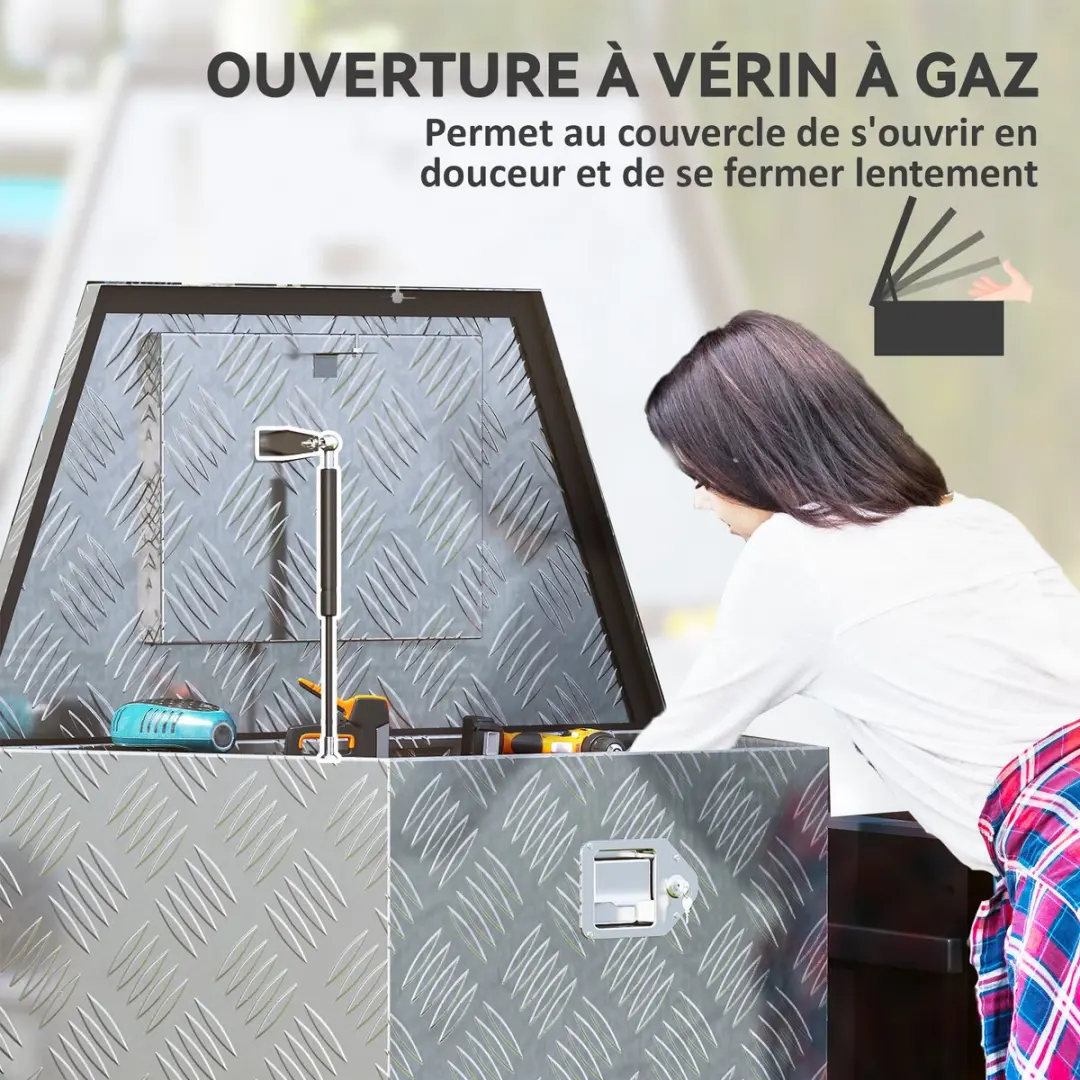 Homcom Opslagwagenbox Aluminium 73,7x41x46cm - Zilver - afbeelding 5 van 6
