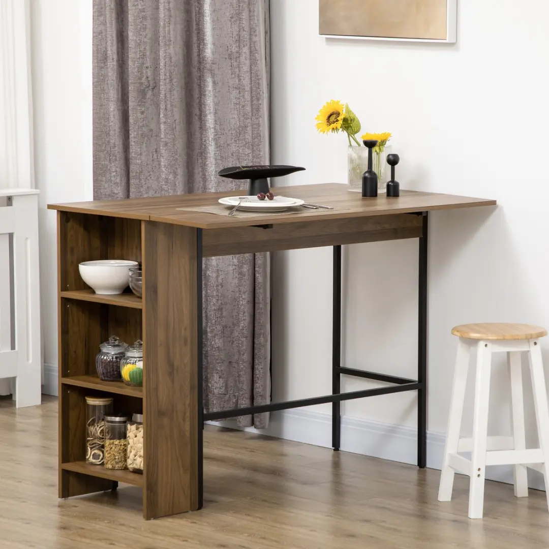 Homcom Bartafel met plank 120x76x91,4cm - Bruin