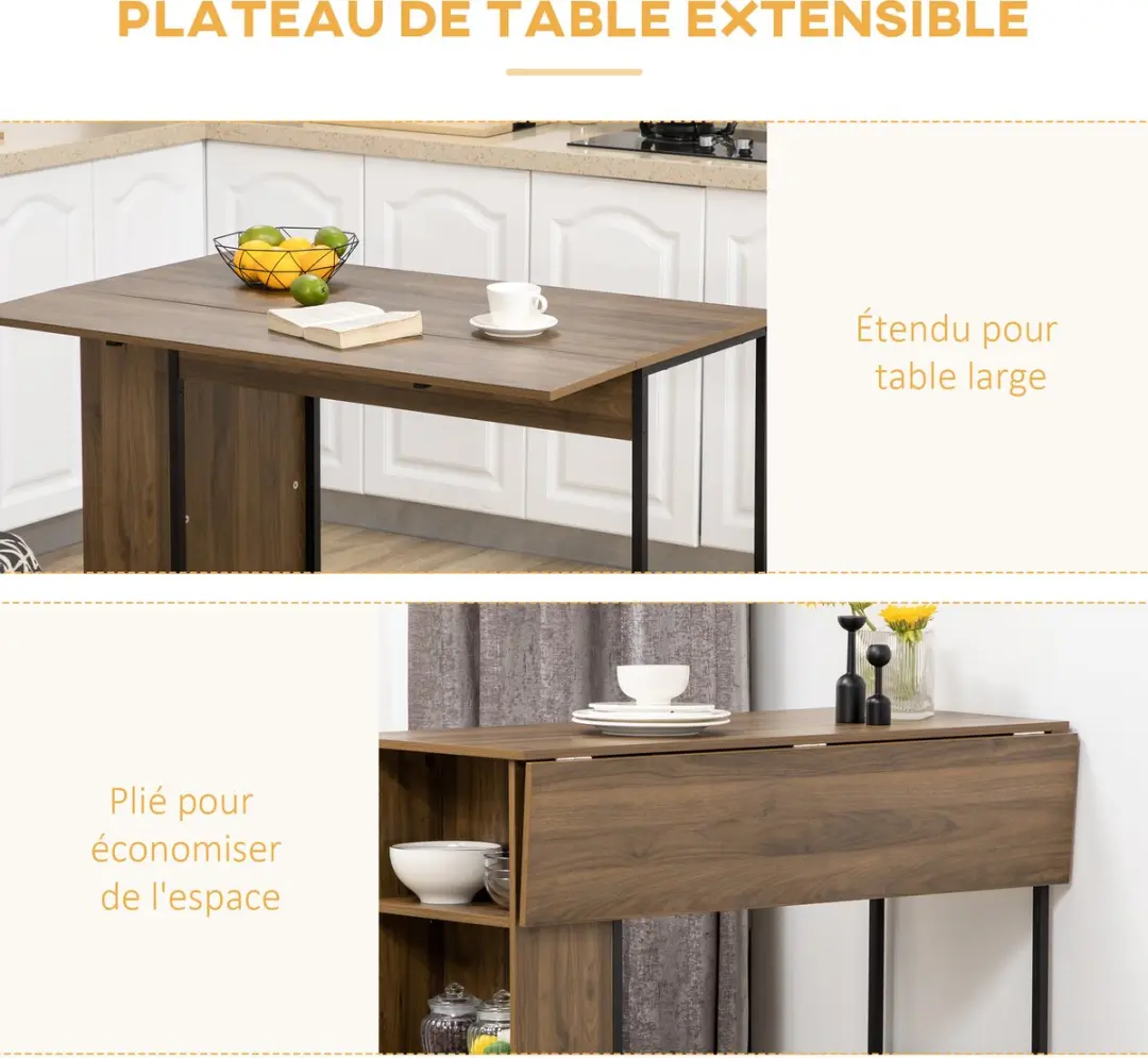 Homcom Bartafel met plank 120x76x91,4cm - Bruin