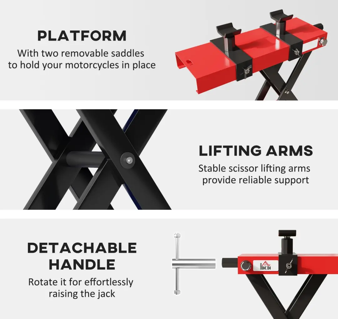 Homcom Motorlift 500kg - 45x15x9,5-40cm Rood