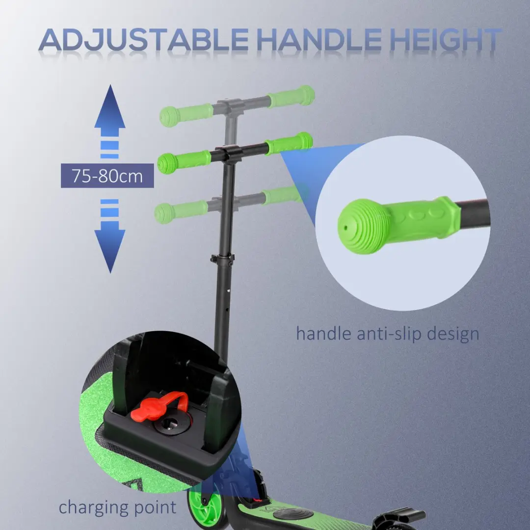 Homcom E-Scooter - 120W - 71x36,5x75-80cm - Groen/Zwart