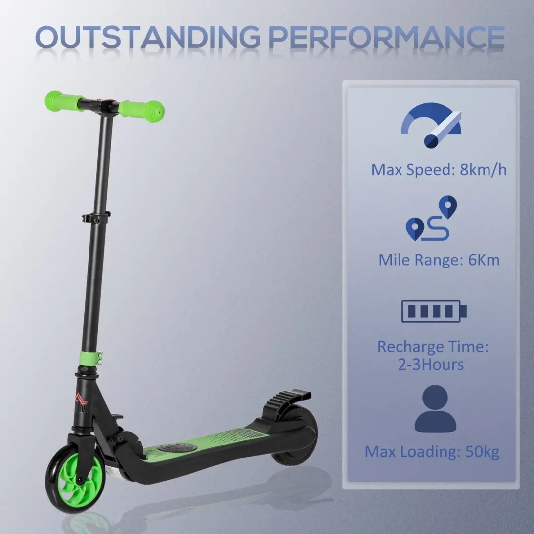 Homcom E-Scooter - 120W - 71x36,5x75-80cm - Groen/Zwart - afbeelding 6 van 6