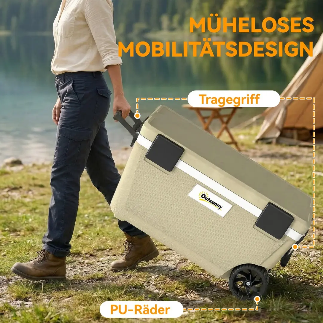 Outsunny Koelbox 84L - 42x44cm - Khaki - afbeelding 6 van 6