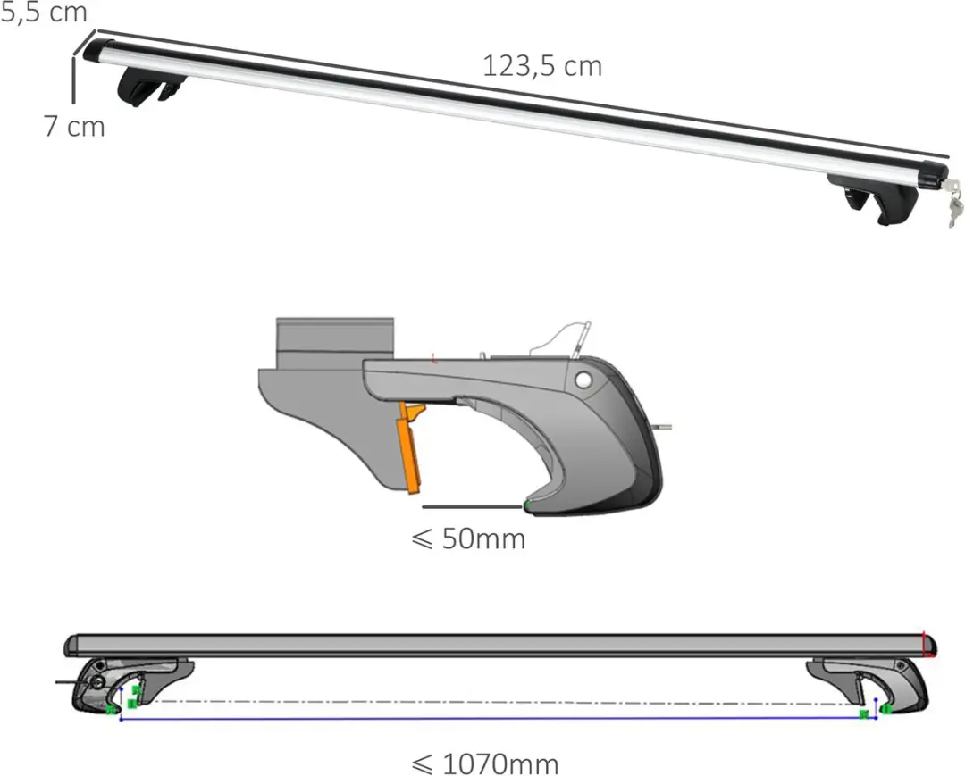 Homcom Autodakdrager C10-006V01 - 75kg - Zilver