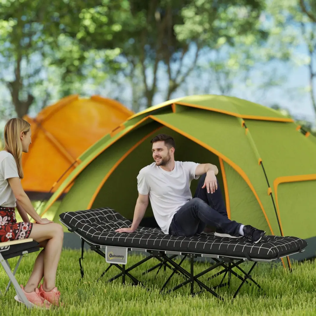 Outsunny Opvouwbaar Kampeerbed 190x67x37cm - Zwart