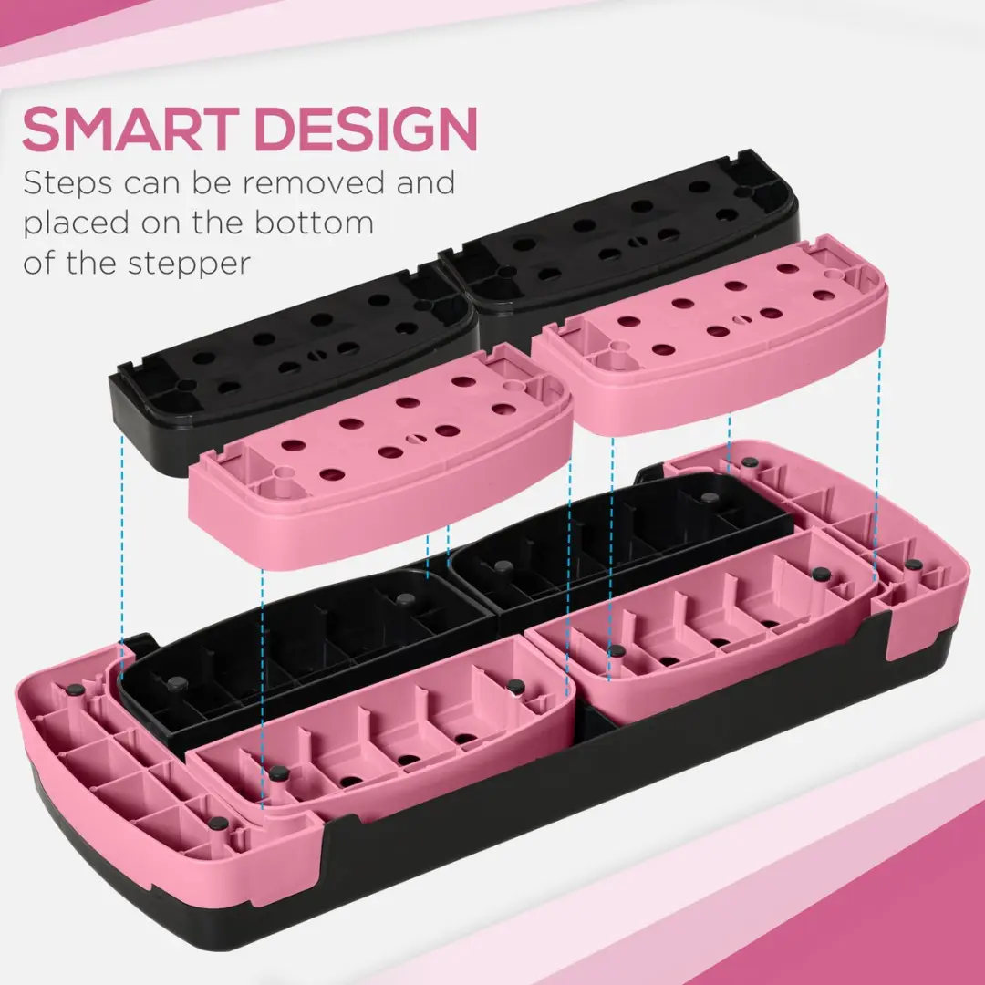 Homcom Aerobic Stepper - Roze - 80x31x20cm - afbeelding 5 van 6