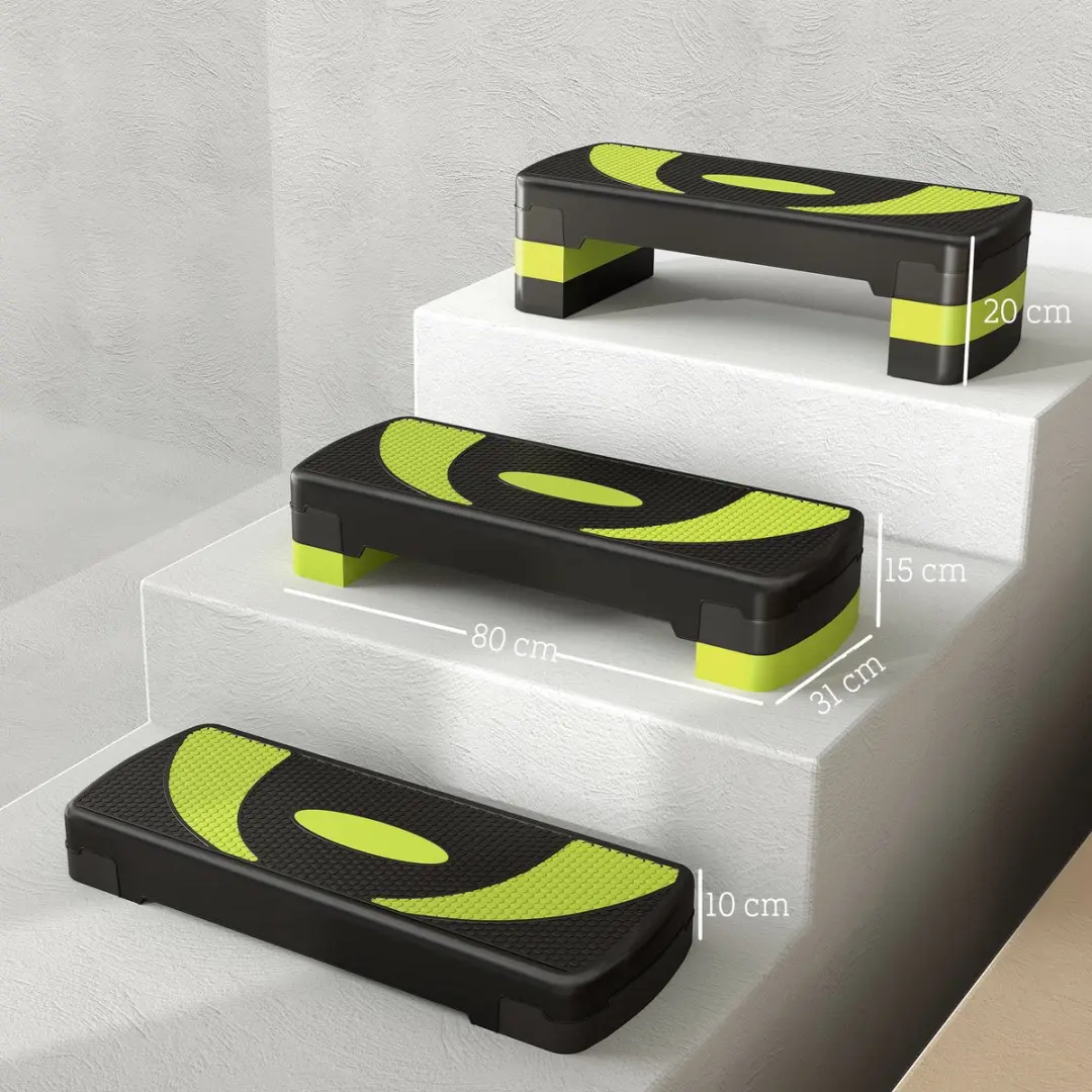 Homcom Aerobic Stepper - 80x31x20cm - Groen/Zwart - afbeelding 5 van 6